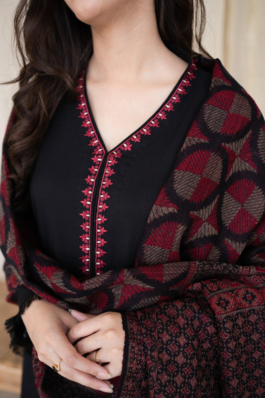 Dhanak Embroidered 3-PC Premium Unstitched Suit