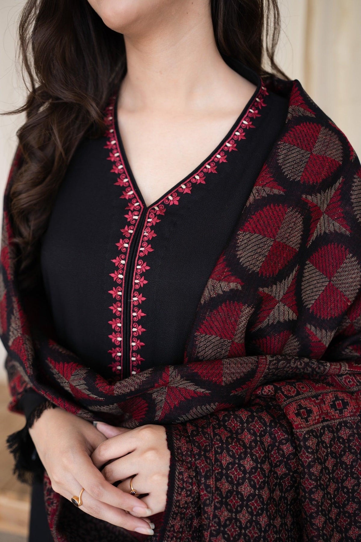 Dhanak Embroidered 3-PC Premium Unstitched Suit