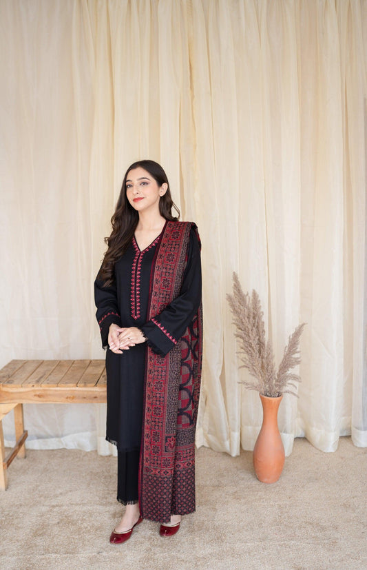 Dhanak Embroidered 3-PC Premium Unstitched Suit