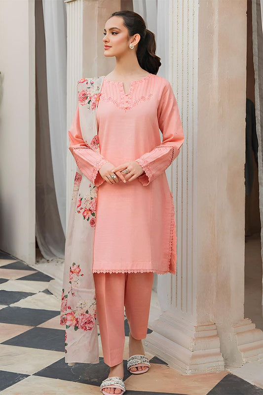 Dhanak Embroidered 3-PC Premium Unstitched Suit