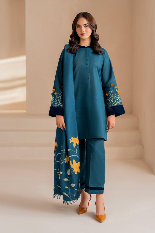 Dhanak Embroidered 3-PC Premium Unstitched Suit