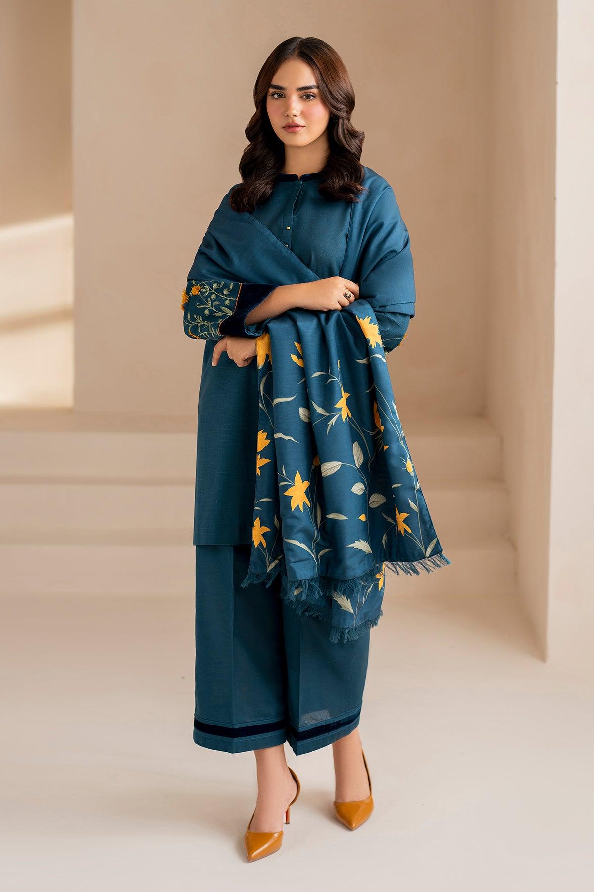 Dhanak Embroidered 3-PC Premium Unstitched Suit