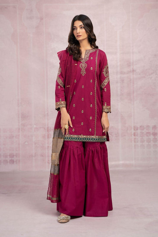 Dhanak Embroidered 3-PC Premium Unstitched Suit