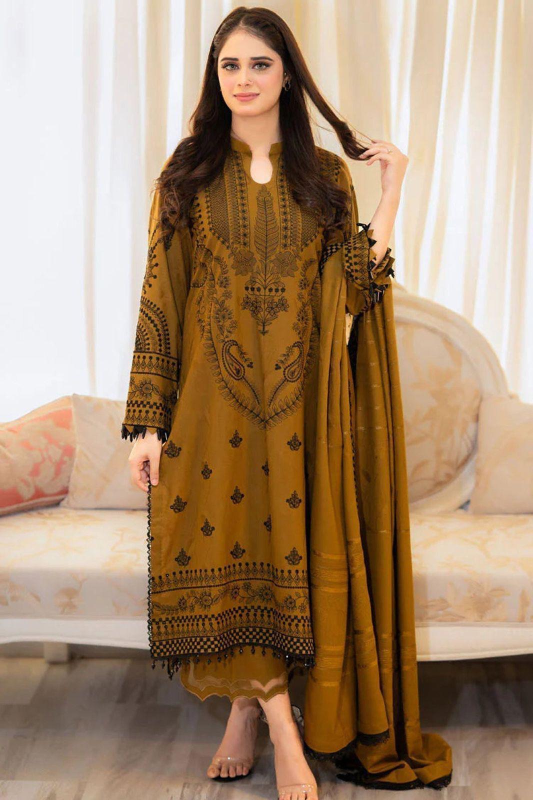 Dhanak Embroidered 3-PC Premium Unstitched Suit